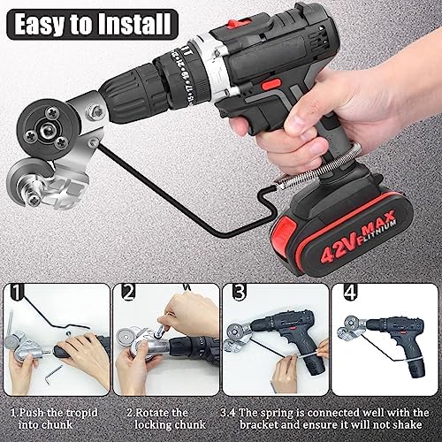 Cokacot Metal Nibbler Drill Attachment - Portable Electric Drill Plate Cutter Robust Metal Nibbler Drill Attachment with Adapters for Cutting Cardboard Iron Copper Aluminum Steel Sheet Hard Materials - Image 6