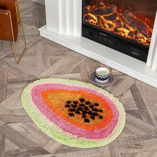 ZSCYD-yingda1992 Passion Fruit Shaped Rug Fruits Bath Mat Area Rug Non-Slip Bathroom Door Mat for Bedroom Bathroom Kitchen Cartoon Area Rug for Bathroom Soft Bathmat Home Decor (47x65cm/18.5x25.6in) - Image 5