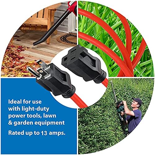 Clear Power 25 ft Outdoor Extension Cord 16/3 SJTW, 3-Prong Grounded Plug, Orange, Water & Weather Resistant, Flame Retardant, General Purpose Power Cord for Lawn & Garden, DCOC-0116-DC - Image 8