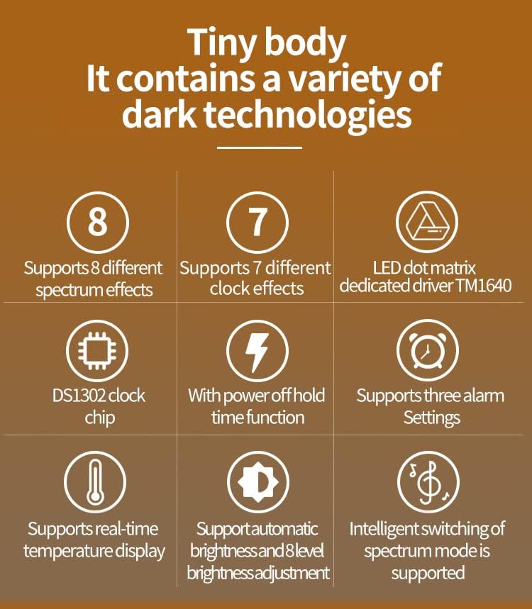 Aoyygg DIY Led Music Spectrum Clock Kit,Led Music Spectrum Display DIY Kit 16x32 Rhythm Light Clock 8 Kinds Spectrum Mode SMD Soldering Project Level Display Light (Blue) - Image 4