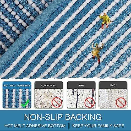 BSICPRO Bathroom Rugs and Mats Sets, 2 Piece Thick Absorbent Chenille Bath Mat Rug Set Non Slip, Soft Shaggy Bath Room Floor Mats for Bathroom, Machine Washable (20" x 47" Plus 16" x 24", Sky Blue) - Image 5