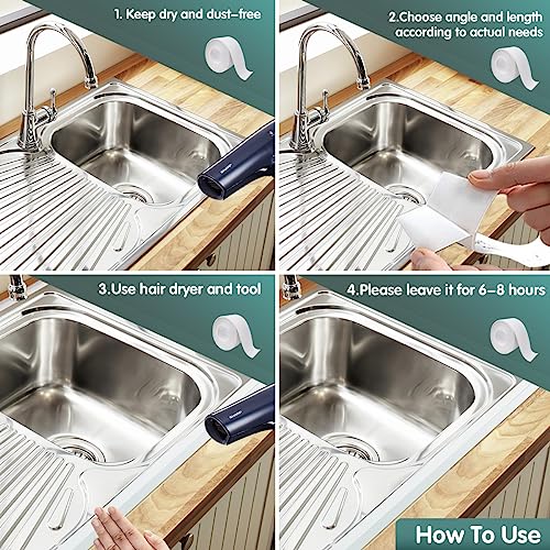 Caulk Strip Tape for Bath Kitchen, White Self-Adhesive Decorative Sealing Tape, Used for Kitchen Sink Toilet Bathroom Bathtub Floor Wall Edge Protector (1) - Image 6