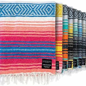 Authentic Mexican Blanket - Park, Handwoven Serape Blanket, Perfect as Beach, Picnic , Outdoor , Yoga , Camping , Car , Woven Blanket (Coral)