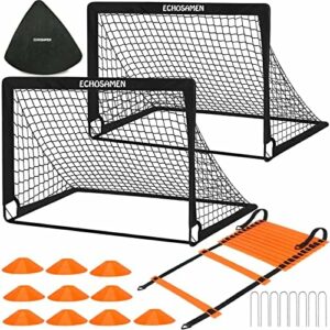 Kids Soccer Goals for Backyard Set, 2 of 4' x 3' Soccer Training Equipment, Pop Up Toddler Soccer Nets with 10 Soccer Cones, Agility Ladder, Soccer Set for Backyard for Kids Youth Outdoor Sports Games