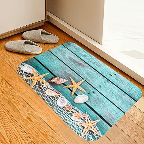 LYFANS Bath Rugs Sponge Foam Absorbent Soft for Bathroom and Kitchen (30X17 inches), Flannel Mat Non Slip Bright 3D Print for Bedside and Living Room(Starfish on Blue Wooden Board) - Image 9