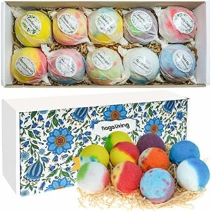 Nagaliving Bath Bombs Gift Set, 10 Organic Bubble Bath Bombs, Bath Gift for Valentine’s Day, Christmas