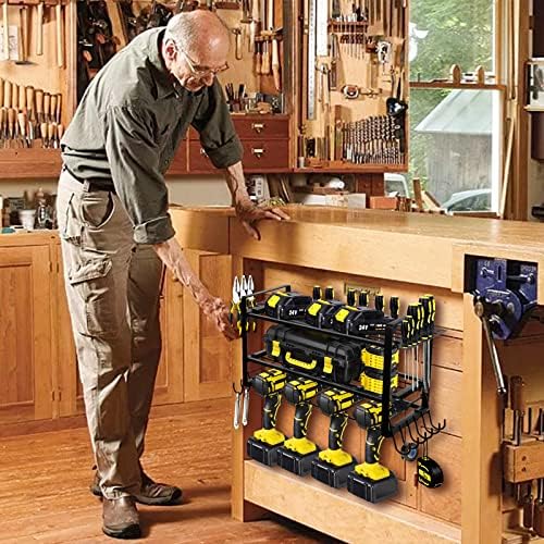 Power Tool Organizer,Garage Organizers,Drill Holder Wall Mount, Drill Storage Rack, Heavy Duty Metal Tool Shelf Utility Racks - Utility Storage Rack for Cordless Drill ,Gift for Father Men Dad - Image 7