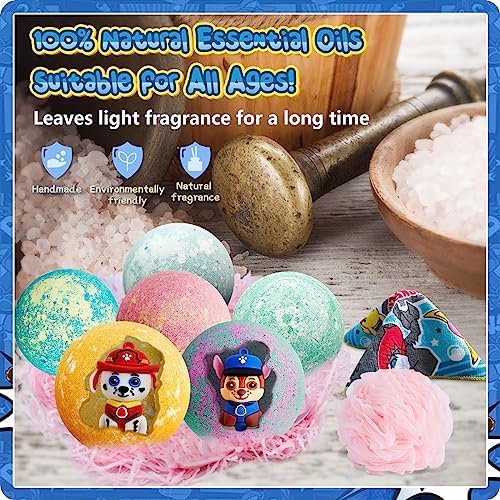 Bath Bombs for Kids with Surprise Inside: Supbec XXL Organic Bath Bombs Gift Set Rich in Natural Essential Oils, Paw Dog Bath Bombs for Dry Skin Moisturize, Gifts for Kids Boys Girls (6 Pcs, 5 OZ) - Image 6