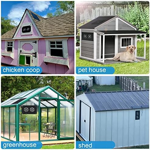 DC HOUSE 20W Solar Powered Dual Metal Shell Exhaust Fan Kit for Chicken Coops, Greenhouses, Sheds, Pet Houses, and Windows - Waterproof and Plug & Play - Image 3