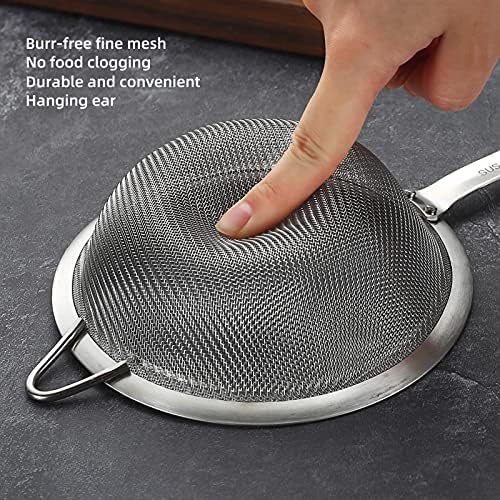 SUNWUKIN 304 Stainless Steel Fine Mesh Strainers for Kitchen, Colander-Skimmer with Handle, Sieve Sifters for Food, Tea, Rice, Oil, Noodles, Fruits, Vegetable - Image 4