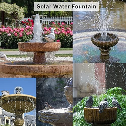Solar Fountain, 6.3" Solar Fountain Pump for Bird Bath, Solar Water Fountain with 6 Nozzles and Fixer, Solar Bird Bath Fountains for Outdoors, Fish Tank, Garden, Pond, Pool and Aquarium - Image 2