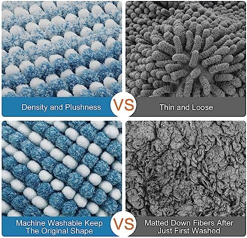 BSICPRO Bathroom Rugs and Mats Sets, 2 Piece Thick Absorbent Chenille Bath Mat Rug Set Non Slip, Soft Shaggy Bath Room Floor Mats for Bathroom, Machine Washable (20" x 47" Plus 16" x 24", Sky Blue) - Image 3