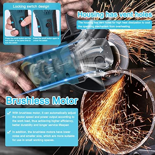 Weytoll Brushless Angle Grinder Electric Grinding Tool Lithium Cutter Utility Power Tool 21V 125mm M14 Angle Grinder For Cutting Polished Tile Wood Stone Steel - Image 2