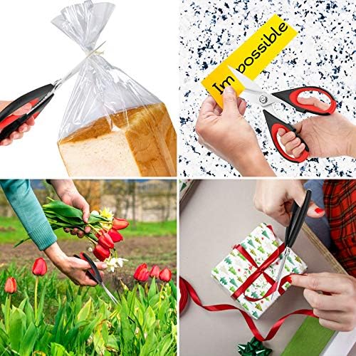 Kitchen Shears, iBayam Kitchen Scissors Heavy Duty Meat Scissors Poultry Shears, Dishwasher Safe Food Cooking Scissors All Purpose Stainless Steel Utility Scissors, 2-Pack (Black Red, Black Gray) - Image 8