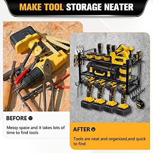 Power Tool Organizer,Garage Organizers,Drill Holder Wall Mount, Drill Storage Rack, Heavy Duty Metal Tool Shelf Utility Racks - Utility Storage Rack for Cordless Drill ,Gift for Father Men Dad - Image 4