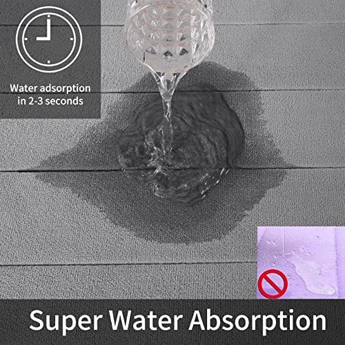 Yimobra Memory Foam Bath Mat Set, Non Slip Super Water Absorption Soft Bathroom Rugs, Thick, Dry Fast, Machine Washable for Bathroom Floor Mat, 17x24+31.5x19.8 Inches, Gray - Image 3