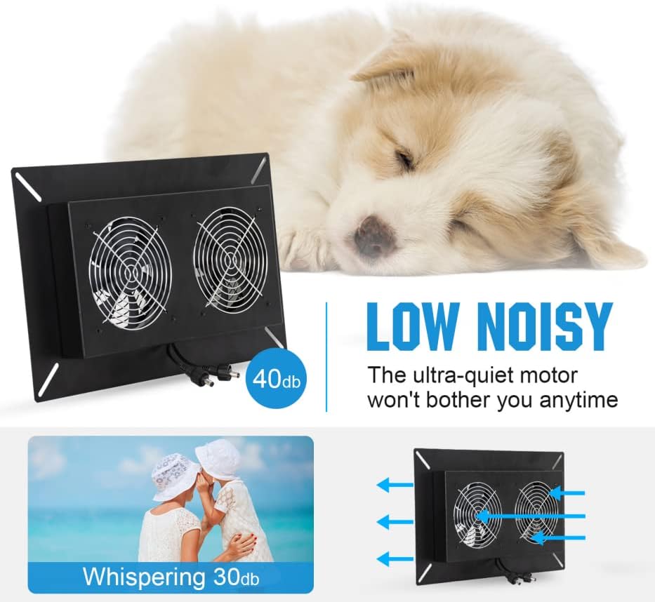 DC HOUSE 20W Solar Powered Dual Metal Shell Exhaust Fan Kit for Chicken Coops, Greenhouses, Sheds, Pet Houses, and Windows - Waterproof and Plug & Play - Image 6