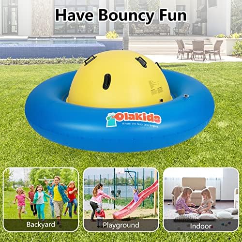 OLAKIDS 8FT Inflatable Dome Rocker Bouncer, Outdoor Kids Giant Roll and Play Seesaw Rocker with 6 Secure Handles, Max Weight 250 LBS, Toddlers Climbing Game Toy Backyard Play Center Equipment - Image 6