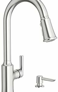 American Standard 7421300.075 Raviv Pull-Down Kitchen Faucet with Sprayer and Soap Dispenser Stainless Steel