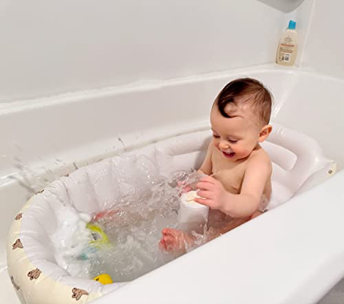 Mink Newborn to Toddler Bath Tub,Inflatable Baby Bathtub with Built-in Air Pump,Portable Travel Shower Basin with Back Support, Deflates and Folds Easily (Bear tub)