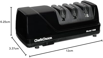 Chef’sChoice 1520 Electric Knife Sharpener for Straight Edge and Serrated Knives, 3-Stage, Black - Image 8
