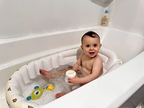 Mink Newborn to Toddler Bath Tub,Inflatable Baby Bathtub with Built-in Air Pump,Portable Travel Shower Basin with Back Support, Deflates and Folds Easily (Bear tub) - Image 3