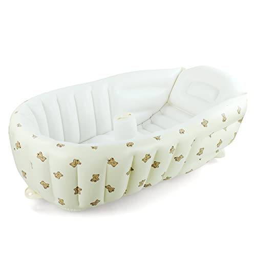 Mink Newborn to Toddler Bath Tub,Inflatable Baby Bathtub with Built-in Air Pump,Portable Travel Shower Basin with Back Support, Deflates and Folds Easily (Bear tub) - Image 6