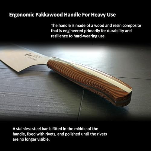 [NAGOMI] 8 inch Chef Knife | 440A Molybdenum Steel Ultra Sharp Professional Japanese Kitchen Cooking Knife with Ergonomic Handle for Thick Meat and Fish | Stylish Gift Box - Image 4