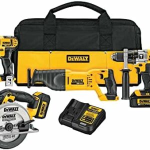 DEWALT 20V MAX Power Tool Combo Kit, Cordless Power Tool Set, 5-Tool (DCK590L2),Yellow