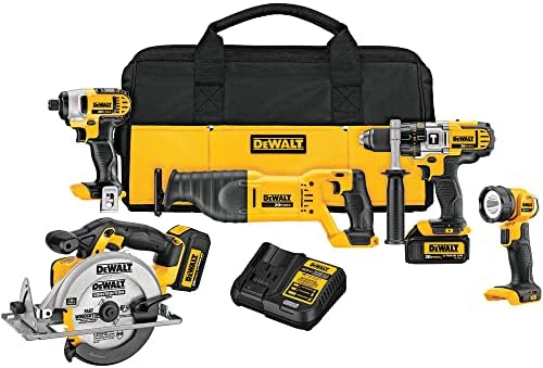 DEWALT 20V MAX Power Tool Combo Kit, Cordless Power Tool Set, 5-Tool (DCK590L2),Yellow