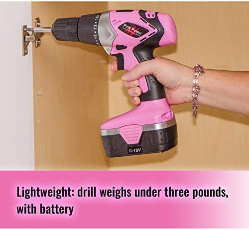 Pink Power Drill Set and Electric Screwdriver Tool Kit for Women's Pink Tool Set - 18V Cordless Drill with Bit Set, 3.6V Cordless Screwdriver with Tool Case for Ladies Home Tool Kit Power Tool - Image 4