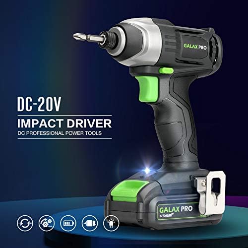 GALAX PRO Cordless Drill Driver/Impact Driver with 1pcs 1.3Ah Lithium-Ion Batteries, Charger Kit, 11pcs Accessories and Tool Bag - Image 2