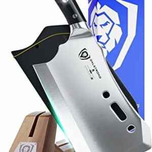 Dalstrong Obliterator Meat Cleaver - 9 inch - Gladiator Series R - Wood Stand and Sheath - Razor Sharp Massive Heavy Duty - 3lbs 6mm Thickness - 7CR17MOV Steel Kitchen - G10 Handle