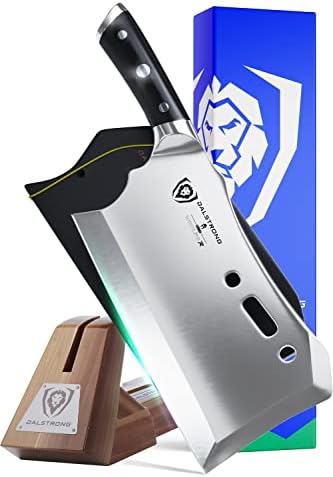 Dalstrong Obliterator Meat Cleaver - 9 inch - Gladiator Series R - Wood Stand and Sheath - Razor Sharp Massive Heavy Duty - 3lbs 6mm Thickness - 7CR17MOV Steel Kitchen - G10 Handle