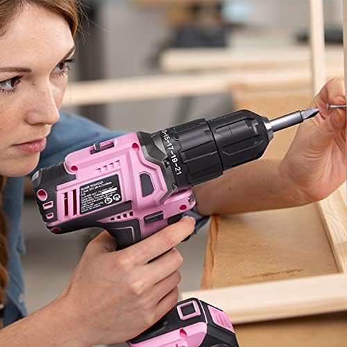 WORKPRO Pink Cordless 20V Lithium-ion Drill Driver Set, 1 Battery, Charger and Storage Bag Included - Pink Ribbon - Image 9