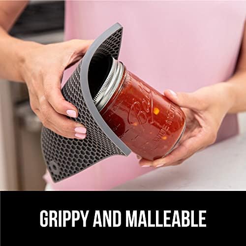 Gorilla Grip Heat and Slip Resistant Silicone Oven Mitt and Trivets Set, Waterproof, Cotton Lined Gloves, BPA-Free, Long Cooking Mitts and Trivet Mats, Kitchen Potholder Sets for Pans, 4 Pieces, Gray - Image 9