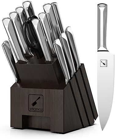 Knife Set, imarku 16 PCS High Carbon Japanese Stainless Steel Knife Sets for Kitchen with Block, Ultra Sharp Kitchen Knife Set with Sharpener Chef Knife Set, Dishwasher Safe - Image 9