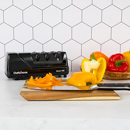 Chef’sChoice 1520 Electric Knife Sharpener for Straight Edge and Serrated Knives, 3-Stage, Black - Image 6
