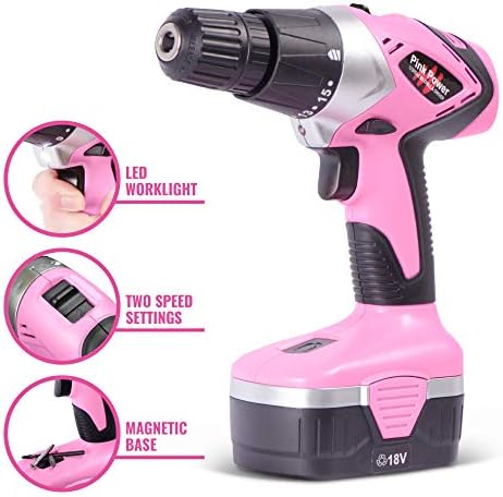 Pink Power Drill Set and Electric Screwdriver Tool Kit for Women's Pink Tool Set - 18V Cordless Drill with Bit Set, 3.6V Cordless Screwdriver with Tool Case for Ladies Home Tool Kit Power Tool - Image 2