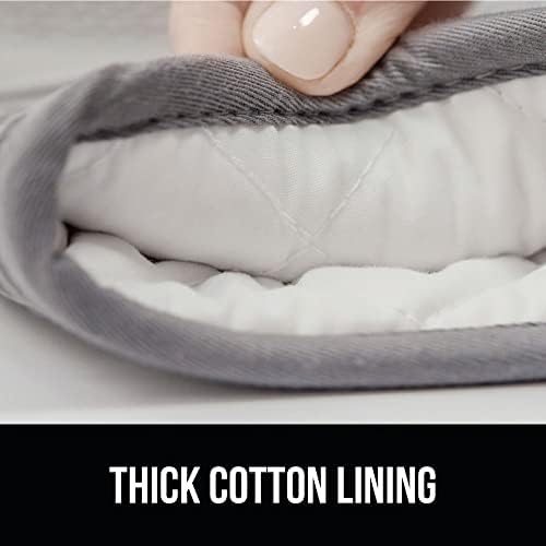 Gorilla Grip Heat and Slip Resistant Silicone Oven Mitt and Trivets Set, Waterproof, Cotton Lined Gloves, BPA-Free, Long Cooking Mitts and Trivet Mats, Kitchen Potholder Sets for Pans, 4 Pieces, Gray - Image 5