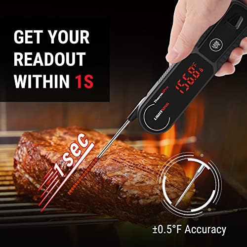 ThermoPro Lightning 1-Second Instant Read Meat Thermometer, Calibratable Kitchen Food Thermometer with Ambidextrous Display, Waterproof Cooking Thermometer for Oil Deep Fry Smoker BBQ Grill - Image 3