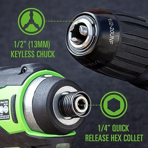 Greenworks 24V 5pcs Brushless Power Tool Combo kit: 310 in. -lbs Drill Driver, 1950 In. Ibs Impact Driver, Reciprocating Saw, Circular Saw, Flashlight With 2 * 2Ah Batteries & Fast Charger - Image 5