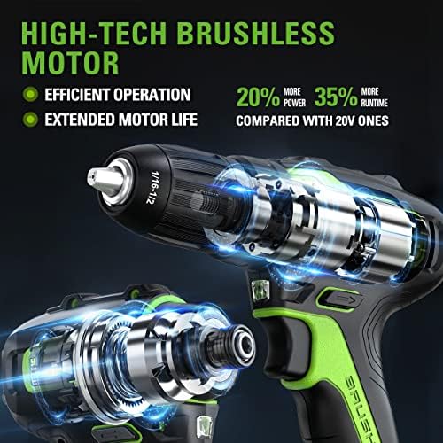 Greenworks 24V 5pcs Brushless Power Tool Combo kit: 310 in. -lbs Drill Driver, 1950 In. Ibs Impact Driver, Reciprocating Saw, Circular Saw, Flashlight With 2 * 2Ah Batteries & Fast Charger - Image 4
