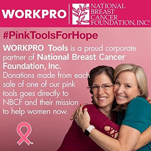 WORKPRO 12V Pink Cordless Drill Driver and Home Tool Kit, Hand Tool Set for DIY, Home Maintenance, 14-inch Storage Bag Included - Pink Ribbon - Image 2