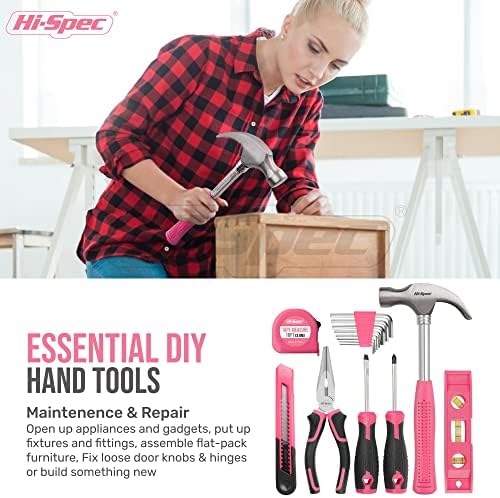 Hi-Spec 58pc Pink 8V USB Electric Drill Driver & Household Tool Kit Set With Variable Speed DIY Cordless Power Screwdriver - Image 6