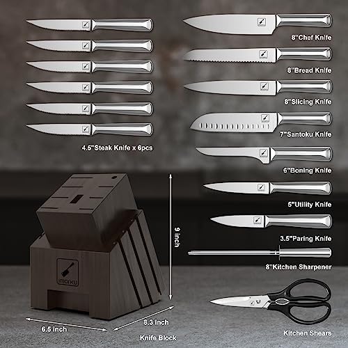 Knife Set, imarku 16 PCS High Carbon Japanese Stainless Steel Knife Sets for Kitchen with Block, Ultra Sharp Kitchen Knife Set with Sharpener Chef Knife Set, Dishwasher Safe - Image 2