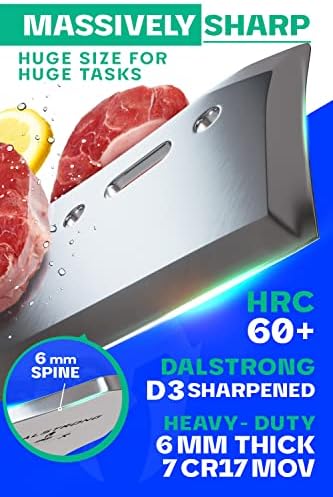 Dalstrong Obliterator Meat Cleaver - 9 inch - Gladiator Series R - Wood Stand and Sheath - Razor Sharp Massive Heavy Duty - 3lbs 6mm Thickness - 7CR17MOV Steel Kitchen - G10 Handle - Image 2