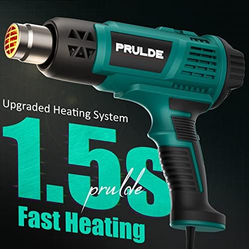 Heat Gun, PRULDE Variable Temperature Settings 122℉~1202℉ Fast Heat Hot Air Gun with 6.56Ft UL Cord for Vinyl Wrap, Crafts, Shrink Tubing/Wrapping, Wire Connectors, Paint Removal HG0240-US - Image 4