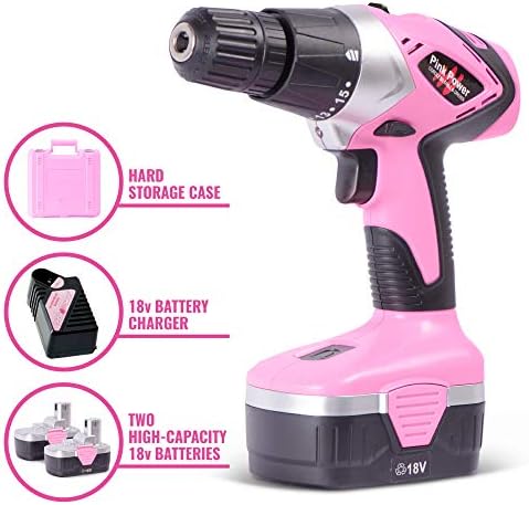 Pink Power Drill Set and Electric Screwdriver Tool Kit for Women's Pink Tool Set - 18V Cordless Drill with Bit Set, 3.6V Cordless Screwdriver with Tool Case for Ladies Home Tool Kit Power Tool - Image 3