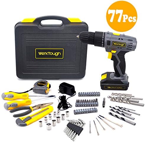 Uniteco 77PCS 18/20V Cordless Drill Screwdriver Tool Set Home Repair Set Combo Kit Tool Kit - Image 4